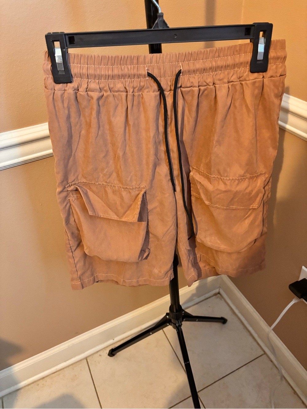 NFINITY Men's Cargo Shorts in Warm Tan with Black Drawcord